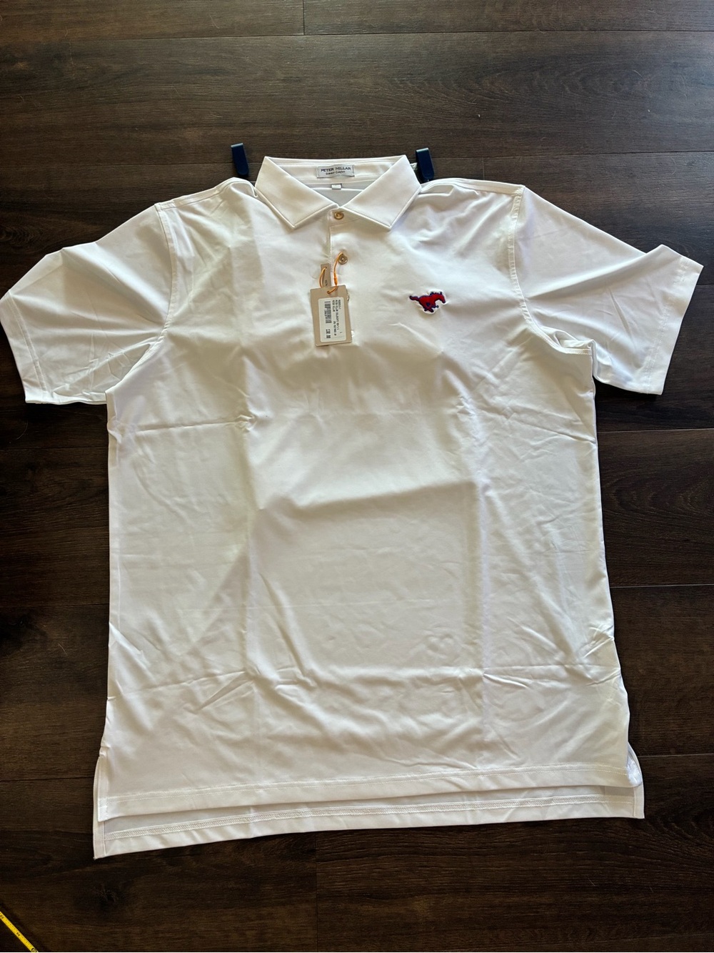 Peter Millar Summer Comfort SMU Mustangs Polo NWT Men’s Large White $130